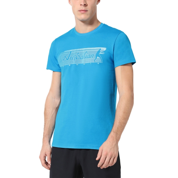 Maglietta Tennis Uomo Australian Australian Gradient TShirt  Blu Capri  Blu Capri TEUTS0055626