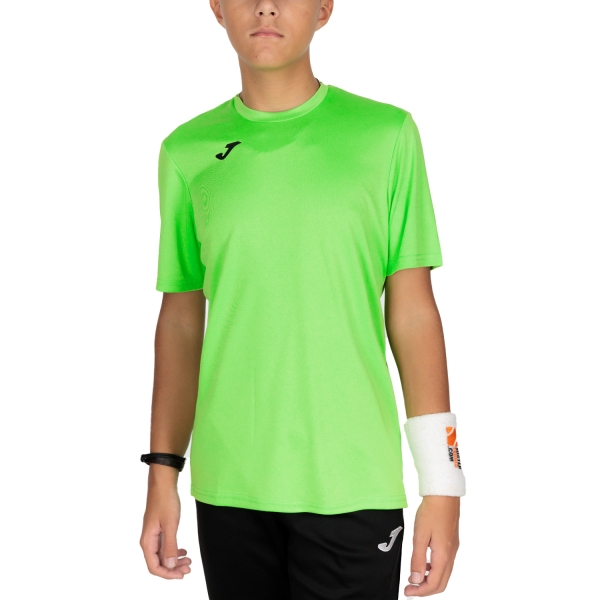 Tennis Polo and Shirts Boy Joma Combi TShirt Boy  Fluo Green/Black 100052.020