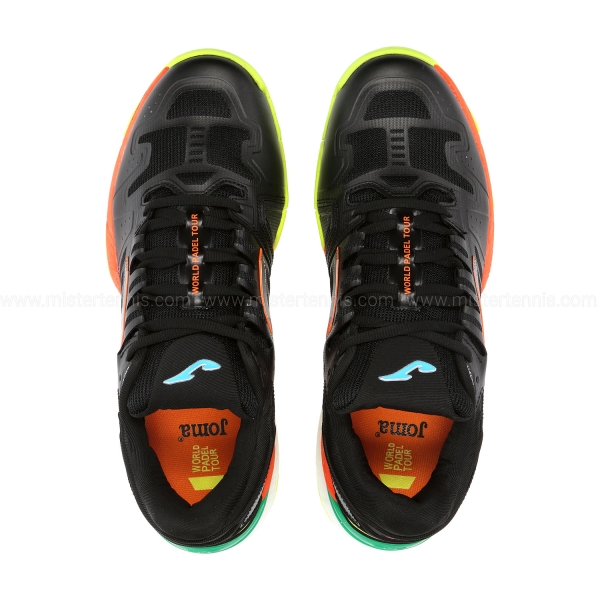  Joma Padel Tennis Shoes for Men Slam 22 Clay, World Padel Tour  – Comfortable, Light for Training and Competition (Black/Orange Fluor)
