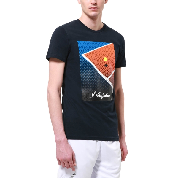 Maglietta Tennis Uomo Australian Australian Court Graphic TShirt  Blu Navy  Blu Navy TEUTS0045200