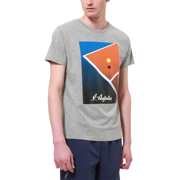 Maglietta Tennis Uomo Australian Australian Court Graphic TShirt  Grigio Melange  Grigio Melange TEUTS0045101