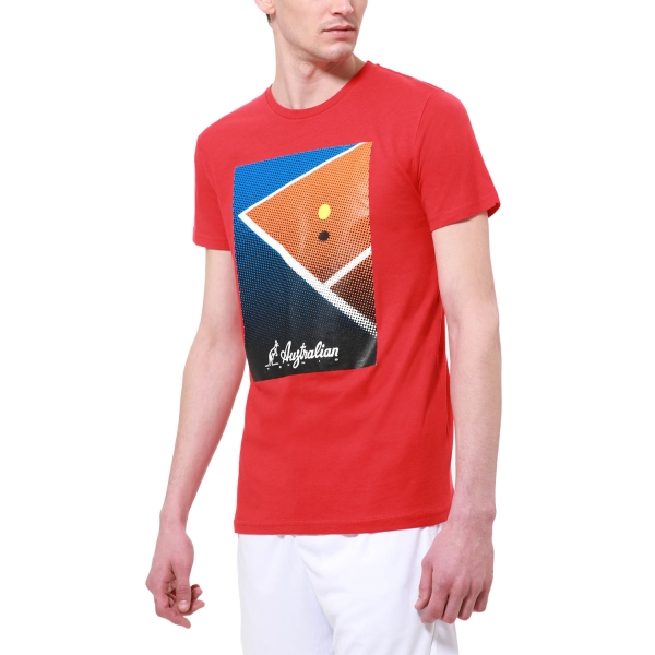 Camisetas de Tenis Hombre Australian Court Graphic Camiseta  Rosso Vivo TEUTS0045720