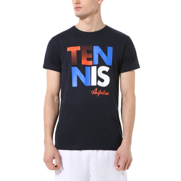Maglietta Tennis Uomo Australian Australian Logo Camiseta  Blu Navy  Blu Navy TEUTS0048200