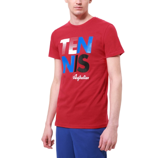Camisetas de Tenis Hombre Australian Logo Camiseta  Rosso Vivo TEUTS0048720