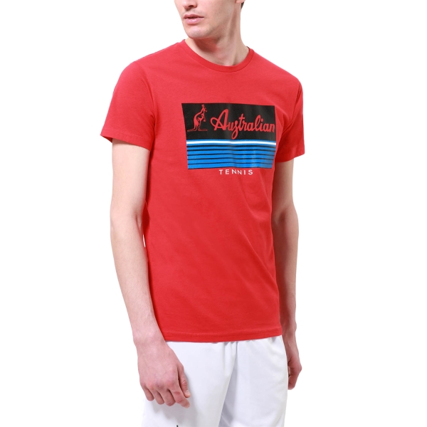 Men's Tennis Shirts Australian Play Logo TShirt  Rosso Vivo TEUTS0049720