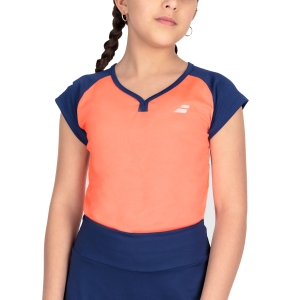 Top and Shirts Girl Babolat Play Cap TShirt Girl  Fluo Strike/Estate Blue 3GTD0115053