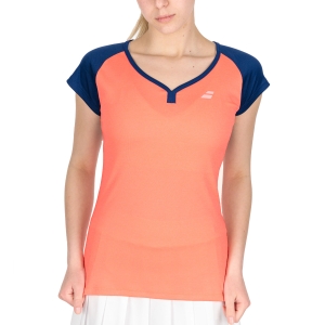 Women`s Tennis T-Shirts and Polos Babolat Play Cap TShirt  Fluo Strike/Estate Blue 3WTD0115053