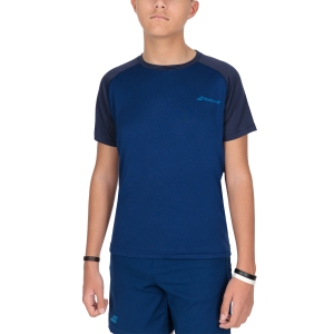 Tennis Polo and Shirts Boy Babolat Play Crew TShirt Boy  Estate Blue 3BP10114000