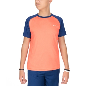 Tennis Polo and Shirts Boy Babolat Play Crew TShirt Boy  Fluo Strike/Estate Blue 3BTD0115053