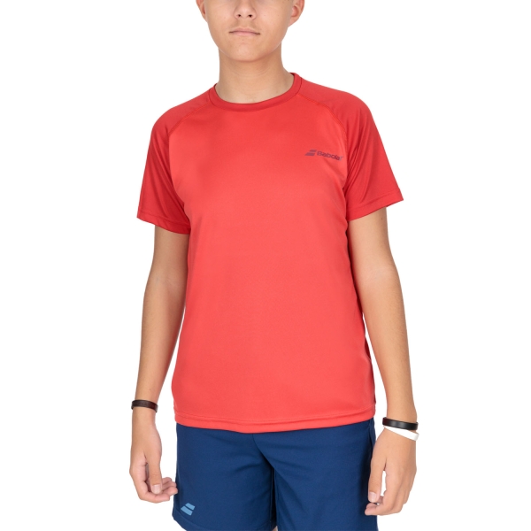 Tennis Polo and Shirts Boy Babolat Play Crew TShirt Boy  Tomato Red 3BP10115027