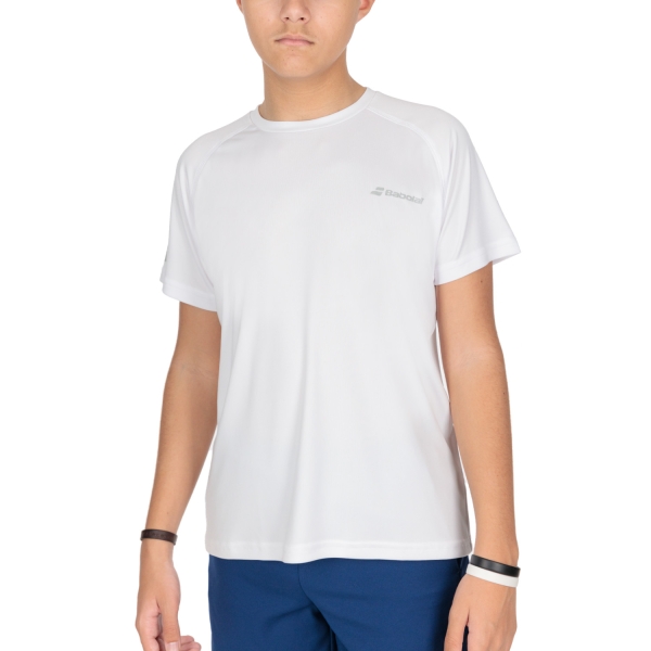 Polo e Maglia Tennis Bambino Babolat Play Crew Maglietta Bambino  White 3BP10111000