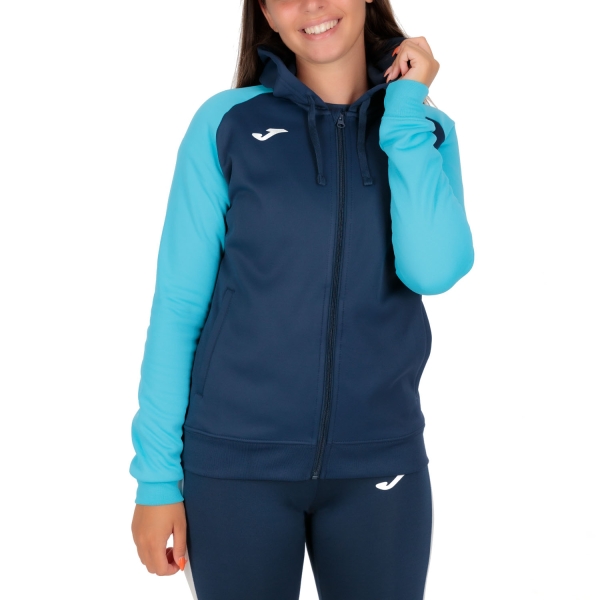 Women's Tennis Shirts and Hoodies Joma Academy IV Hoodie  Navy/Fluor Turquoise 901336.342