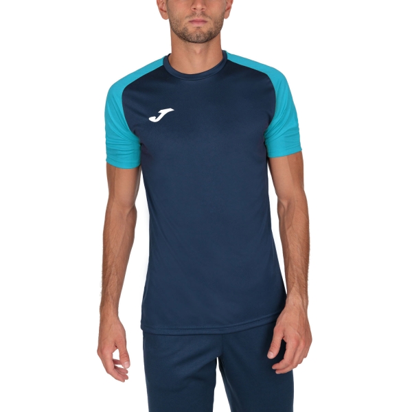 Men's Tennis Shirts Joma Academy IV TShirt  Navy/Fluor Turquoise 101968.342