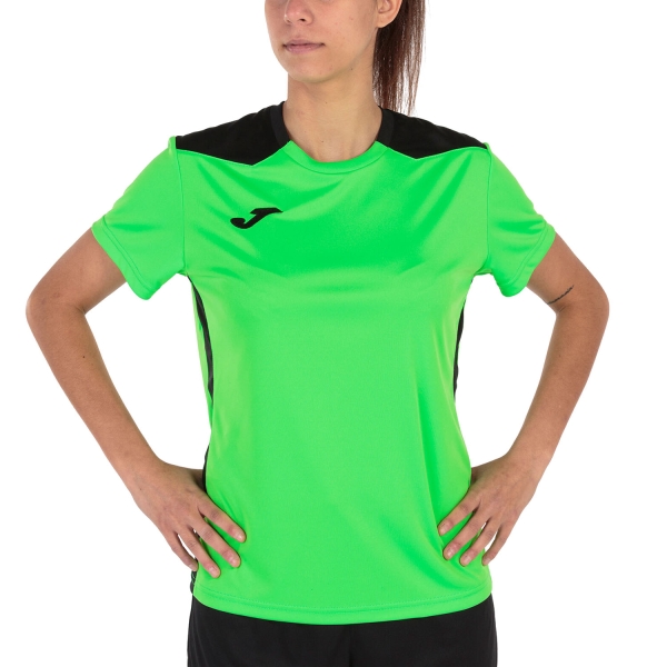 Camisetas y Polos de Tenis Mujer Joma Championship VI Logo Camiseta  Fluor Green/Black 901265.021