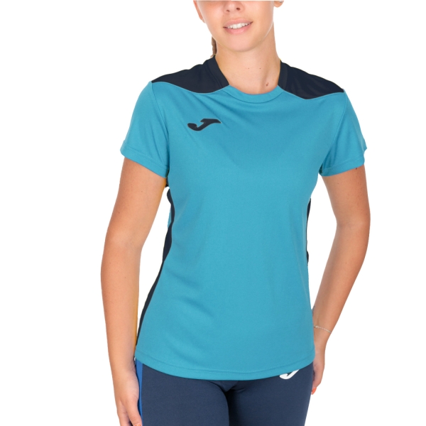 Women`s Tennis T-Shirts and Polos Joma Championship VI Logo TShirt  Fluor Turquoise/Navy 901265.013