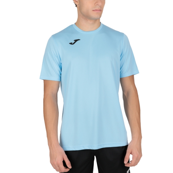 Camisetas de Tenis Hombre Joma Combi Camiseta  Light Blue/Black 100052.350