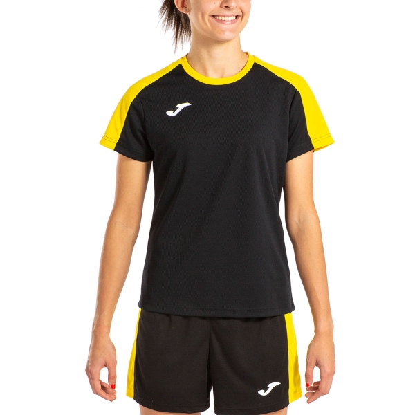 Camisetas y Polos de Tenis Mujer Joma Eco Championship Logo Camiseta  Black/Yellow 901690.109