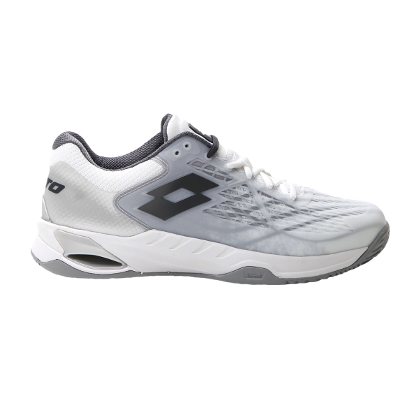 Men`s Tennis Shoes Lotto Mirage 100 Clay  All White/Asphalt/Silver Metal 2 2107319D8