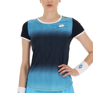 Women`s Tennis T-Shirts and Polos Lotto Top IV Logo TShirt  Blue Atoll/Navy Blue 2173493TE