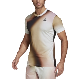 Men's Tennis Shirts adidas Melbourne TShirt  White/Black/Chalky Brown H67127
