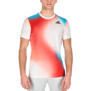 Men's Tennis Shirts adidas Melbourne TShirt  White/Legacy Burgundy/Vivid Red H67126