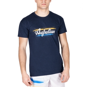 Camisetas de Tenis Hombre Australian Brush Line Camiseta  Blu Melange TEUTS004220M