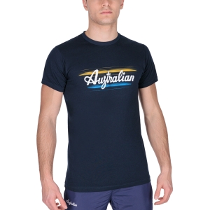 Men's Tennis Shirts Australian Brush Line TShirt  Blu Navy TEUTS0042200