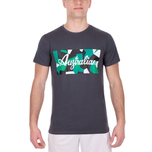 Men's Tennis Shirts Australian Graphic TShirt  Antracite Melange TEUTS001695M