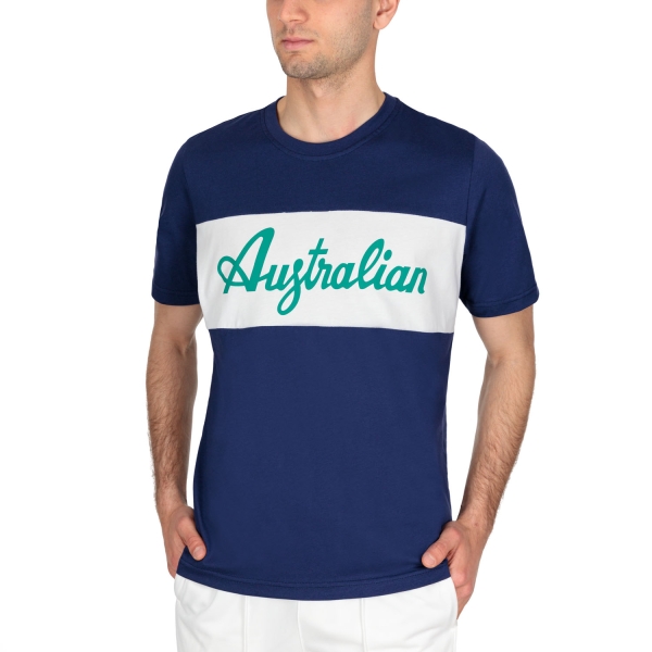 Maglietta Tennis Uomo Australian Australian Print Camiseta  Kosmo Blue  Kosmo Blue LSUTS0004842A