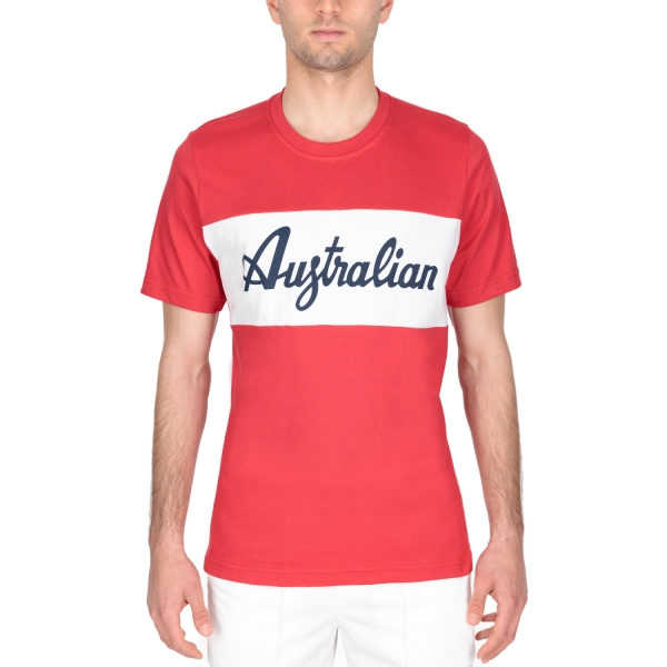 Maglietta Tennis Uomo Australian Australian Print Camiseta  Tango Red  Tango Red LSUTS0004930