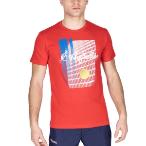 Maglietta Tennis Uomo Australian Printed Maglietta  Rosso Vivo TEUTS0043720