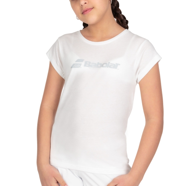 Top e Maglie Girl Babolat Babolat Exercise TShirt Girl  White  White 4GP14411000