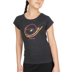 Top and Shirts Girl Babolat Exercise Message TShirt Girl  Black Heather 4GS224452003