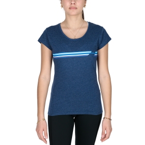 Women`s Tennis T-Shirts and Polos Babolat Exercise Stripes TShirt  Estate Blue Heather 4WS224424005