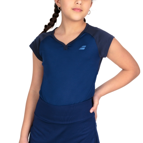 Top e Maglie Girl Babolat Babolat Play Cap TShirt Girl  Estate Blue  Estate Blue 3GP10114000