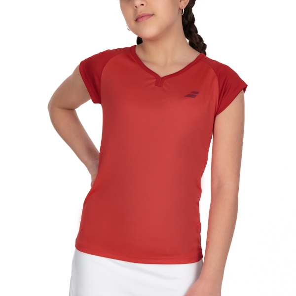 Top and Shirts Girl Babolat Play Cap TShirt Girl  Tomato Red 3GP10115027