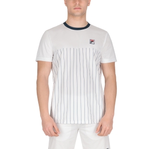 Camisetas de Tenis Hombre Fila Mika Camiseta  White/Peacoat Blue Stripes FBM221025010