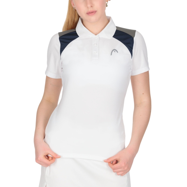 Camisetas y Polos de Tenis Mujer Head Club 22 Tech Polo  White/Dark Blue 814421WHDB
