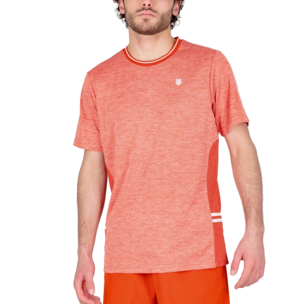 Maglietta Tennis Uomo KSwiss Hypercourt Double Crew Maglietta  Spicy Orange/Melange 105802850