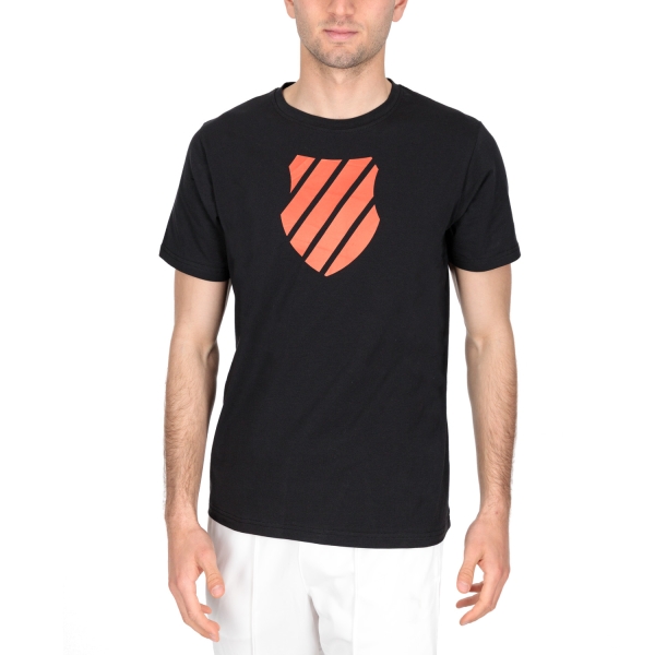 Men's Tennis Shirts KSwiss Hypercourt Logo 2 TShirt  Jet Black/Spicy Orange 105805098