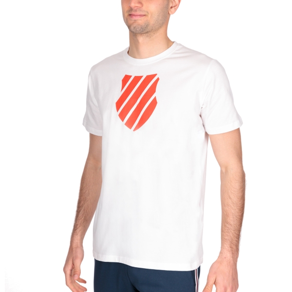 Men's Tennis Shirts KSwiss Hypercourt Logo 2 TShirt  White/Spicy Orange 105805155