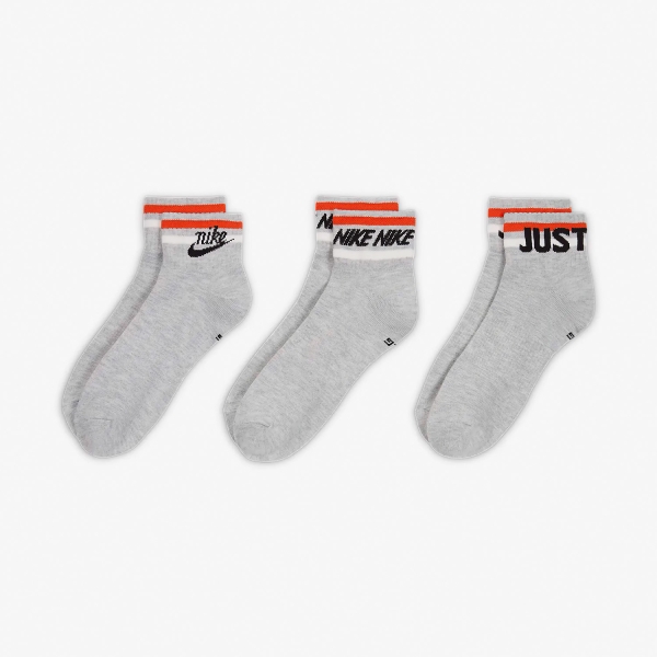 Nike Everyday Essential Swoosh x 3 Calze - Grey Heather/Black/White/Orange