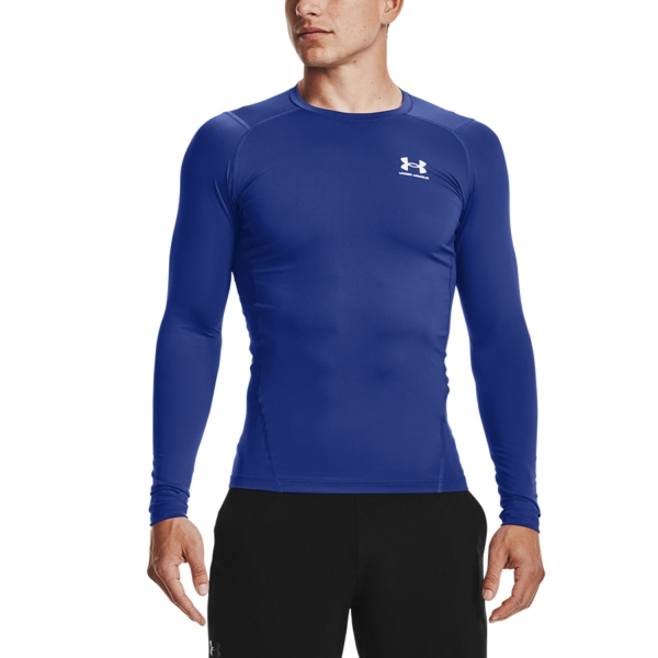 Men's Tennis Shirts and Hoodies Under Armour HeatGear Compression Shirt  Royal/White 13615240400
