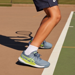 Asics Gel Resolution 9 GS Clay Junior - Steel Blue/Hazard Green