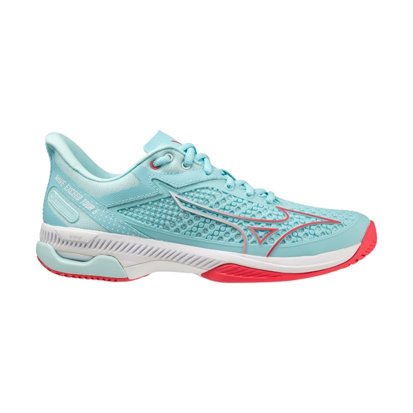 Calzado Tenis Mujer Mizuno Wave Exceed Tour 5 All Court  Tanager Turquoise/Fiery Coral 2/White 61GA227120