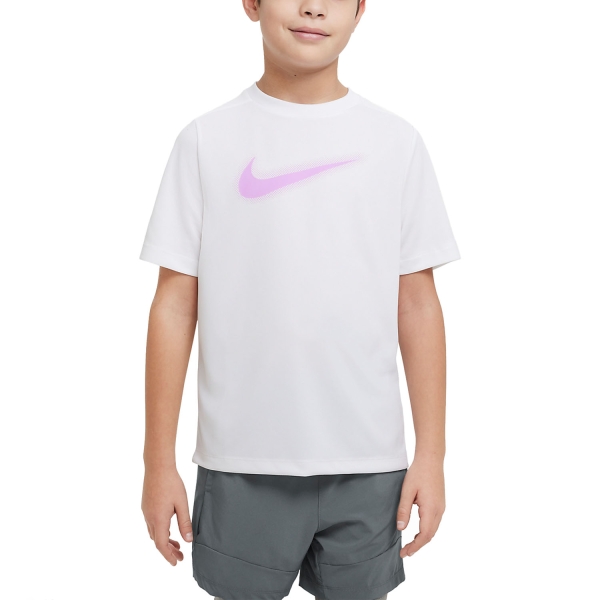 Tennis Polo and Shirts Boy Nike DriFIT Icon TShirt Boy  White/Rush Fuchsia DX5386100