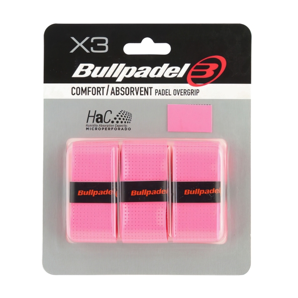 Accessori Padel Bullpadel GB1201 Comfort Absorvent x 3 Overgrip  Rosa Fluor 450843722