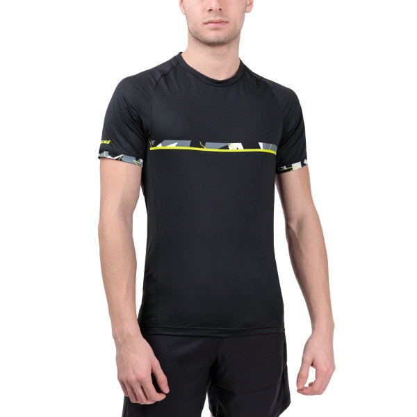 Camisetas de Tenis Hombre Babolat Aero Crew Camiseta  Black 2MS23011Y2000