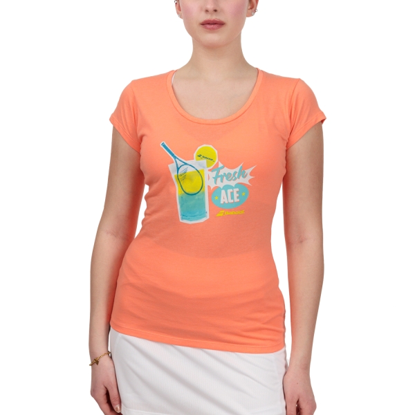 Women`s Tennis T-Shirts and Polos Babolat Exercise Message TShirt  Fluo Strike Heather 4WS234455006