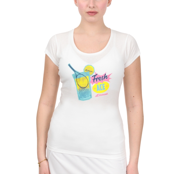 Women`s Tennis T-Shirts and Polos Babolat Exercise Message TShirt  White 4WS234451000